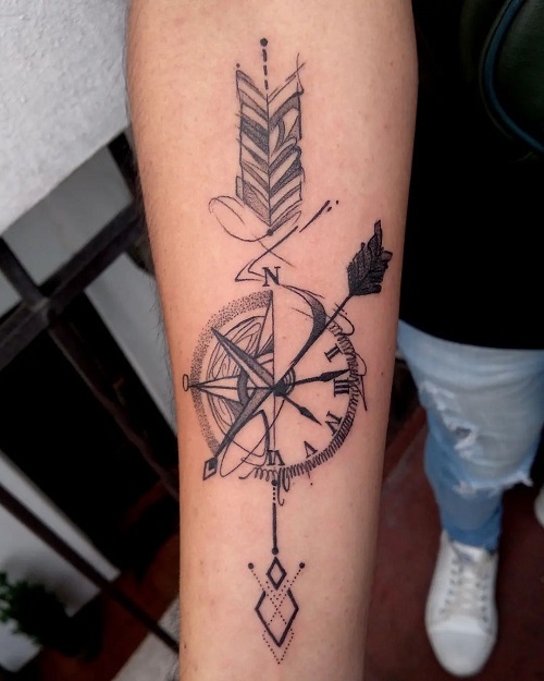 Compass with Arrow Tattoo