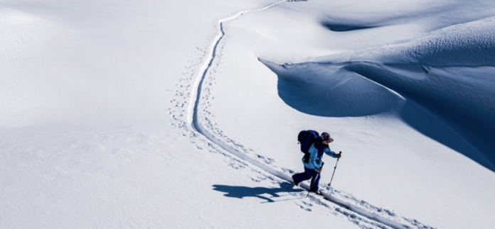 Person Skiing on a snowy mountain