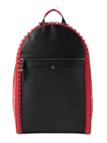 Christian Louboutin Backparis Spiked Rubber-Trimmed Full-Grain Leather Backpack
