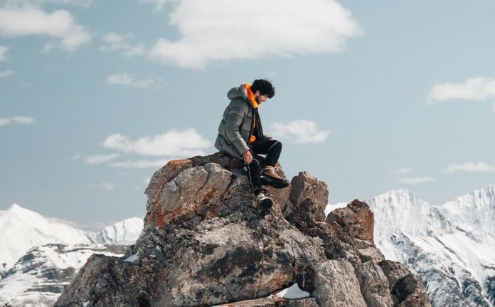 Climber at Kootney Mountain wearing Canada Goose Parka