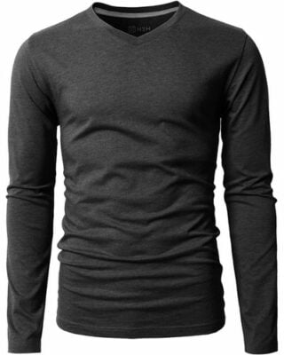 H2H Casual V-Neck Long Sleeve T-Shirt