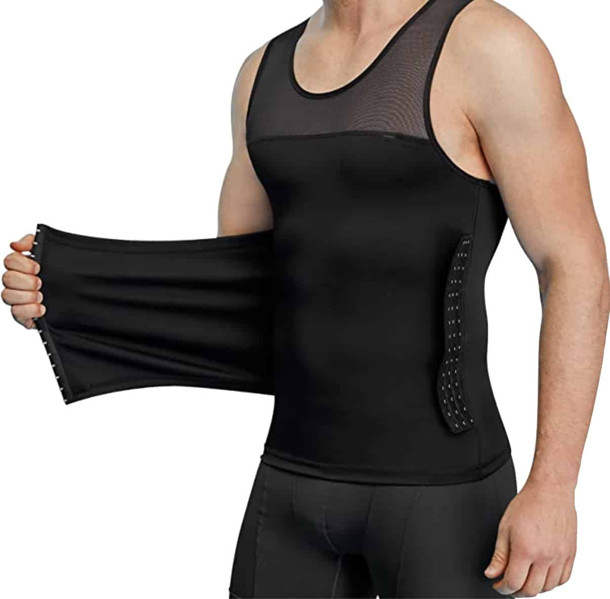 model wearing a compression girdle