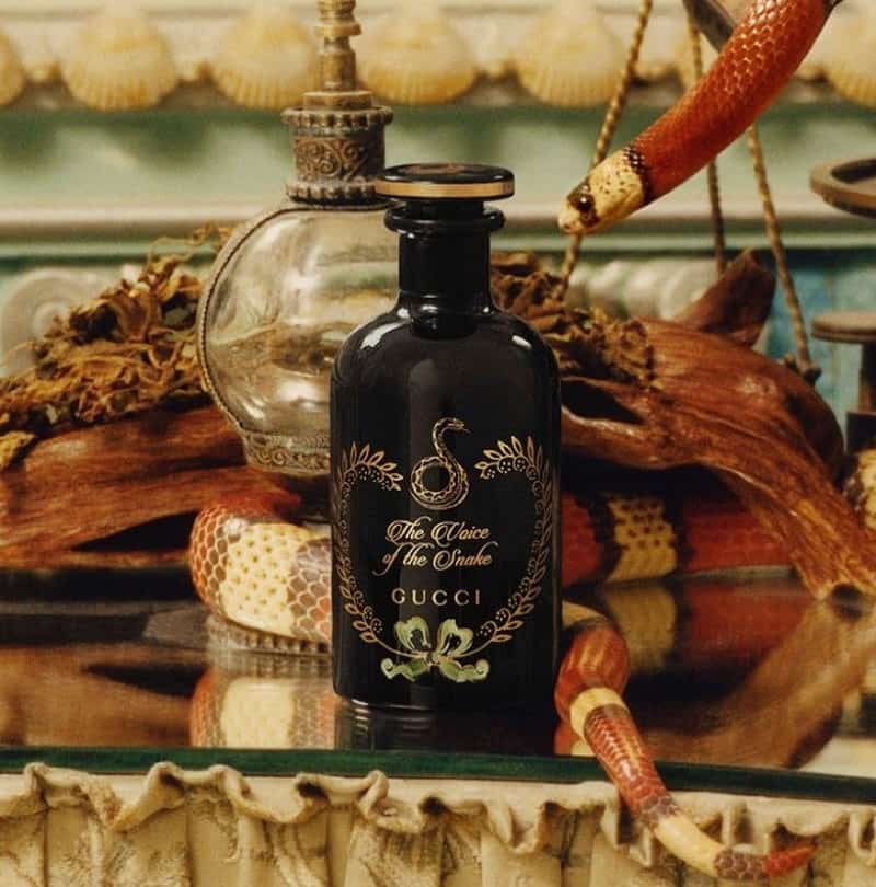 a bottle of the voice of the snake de parfum by gucci
