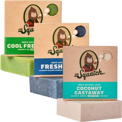 Dr Squatch Coconut Castaway, Fresh Falls, and Cool Fresh Aloe three pack