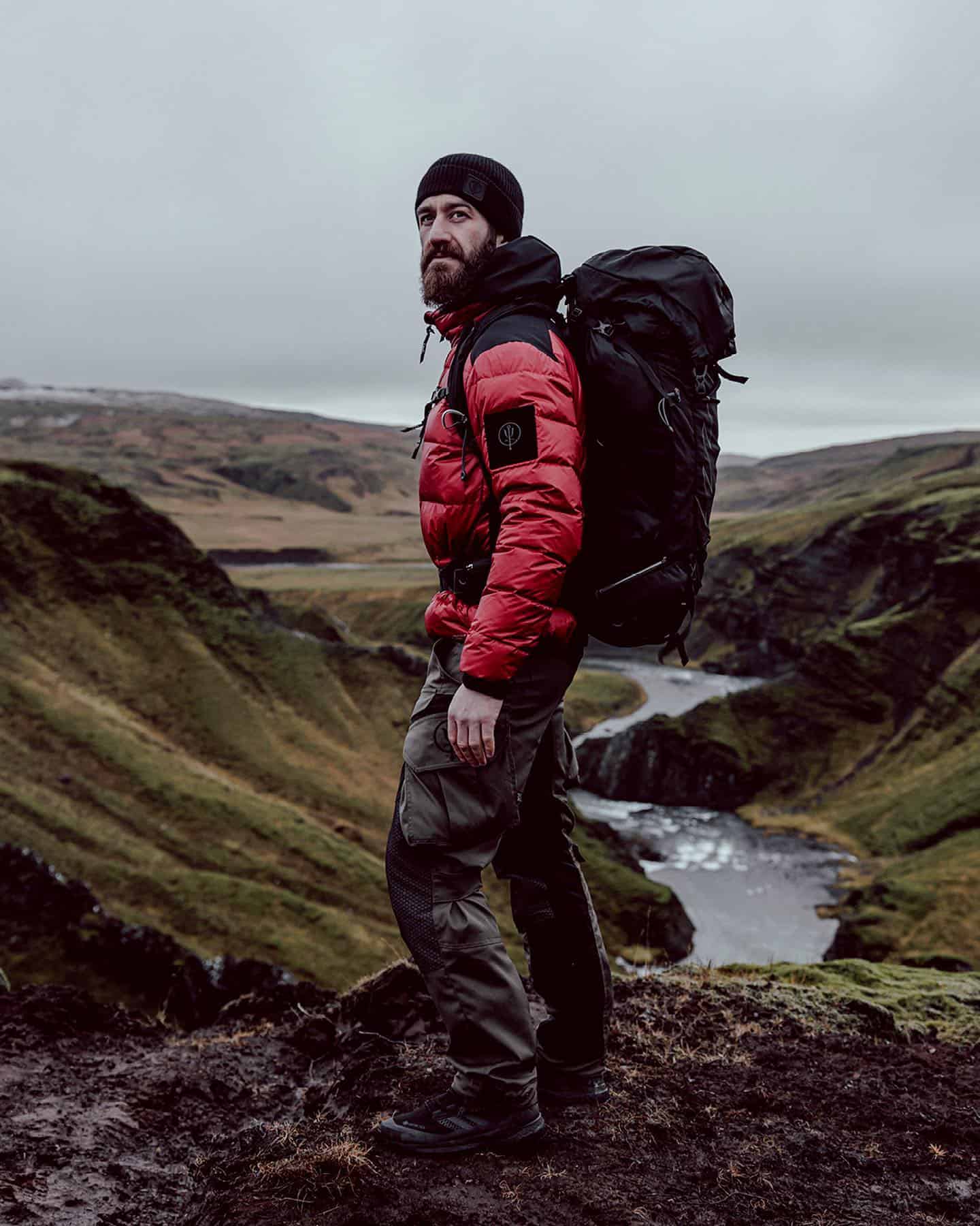 a mountain climber with his gear