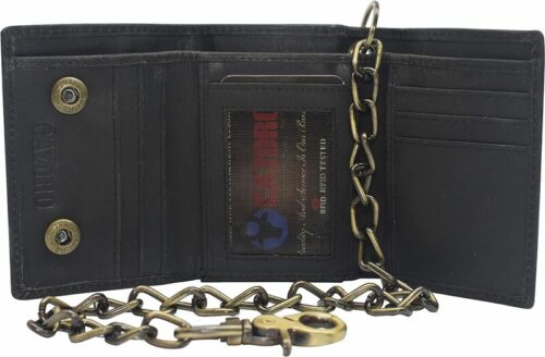 CAZORO Vintage Leather Chain Wallet
