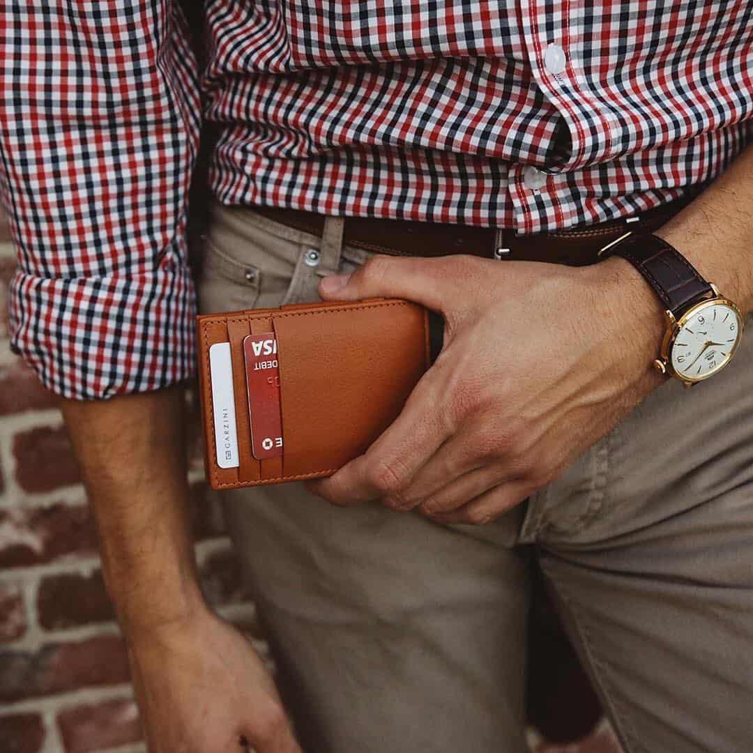 carrying a leather magic wallet