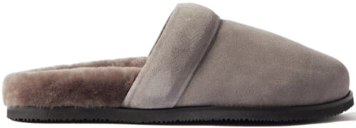 MR P. David Shearling-Lined Suede Slippers