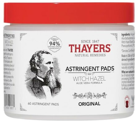 Top pick among the best toner pads: Thayers Witch Hazel Toner Pads