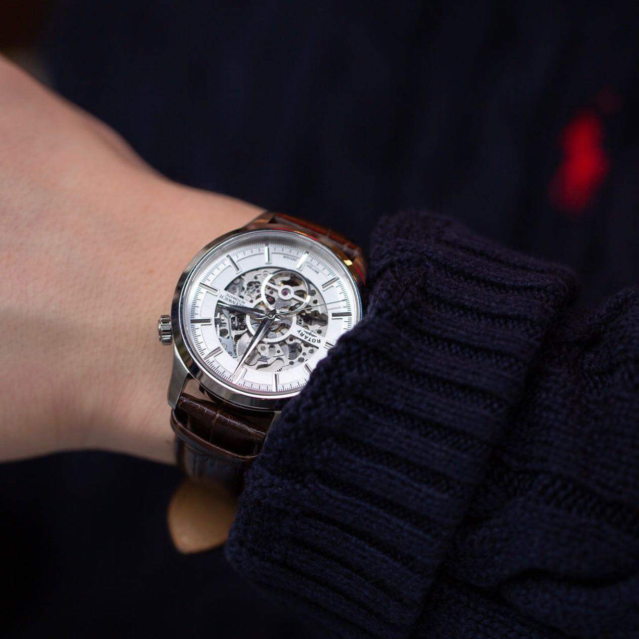 Wearing a Rotary Greenwhich Automatic Skeleton watch