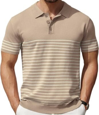 Beige Knitted Polo Shirt