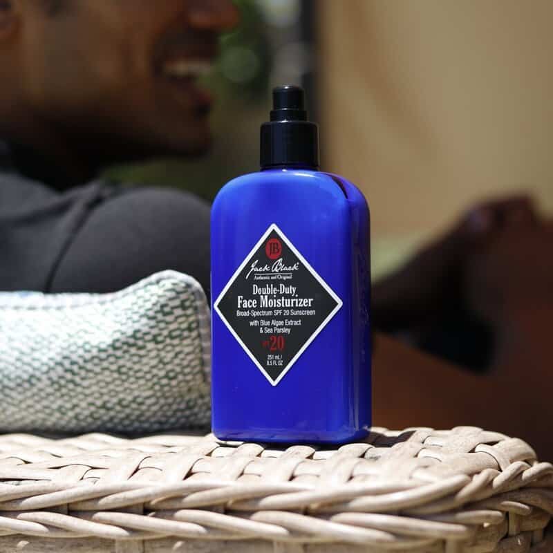 a bottle of double duty face moisturizer by jack black