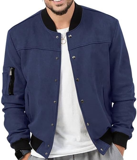 Olmoleons Men’s Faux Suede Bomber Jacket