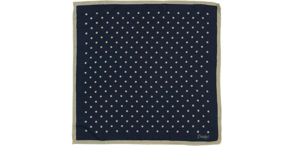 Drake's Spot Print Wool-Silk Pocket Square