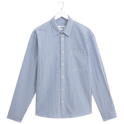 Wax London Rove Striped Cotton Seersucker Shirt