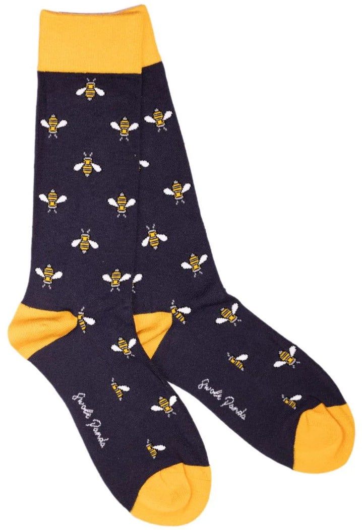 Swole Panda Navy Bumblebee Bamboo Socks