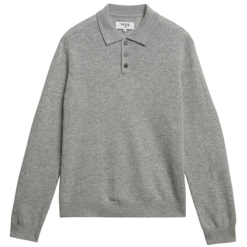 Wax London Brown Marl Worsted Wool Knitted Polo