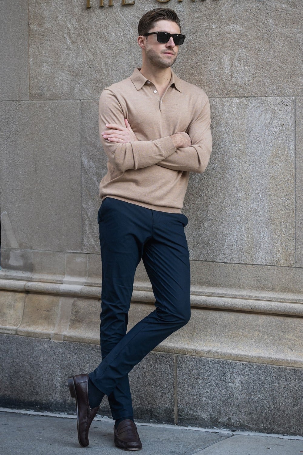 Collars & Co Bellagio Three Button Long Sleeve Merino Polo
