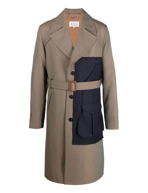 Maison Margiela single-breasted panelled trench winter coat